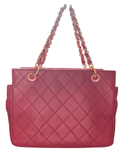 Chanel Ppt Pink Raspberry Quilted Caviar Leather Petite Timeless Shopping Tote Bag