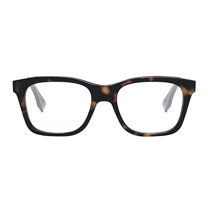 Fendi Eyeglasses Square Full Rim, Dark Havana Frame and Clear Demo Lenses Lens FE50030I052