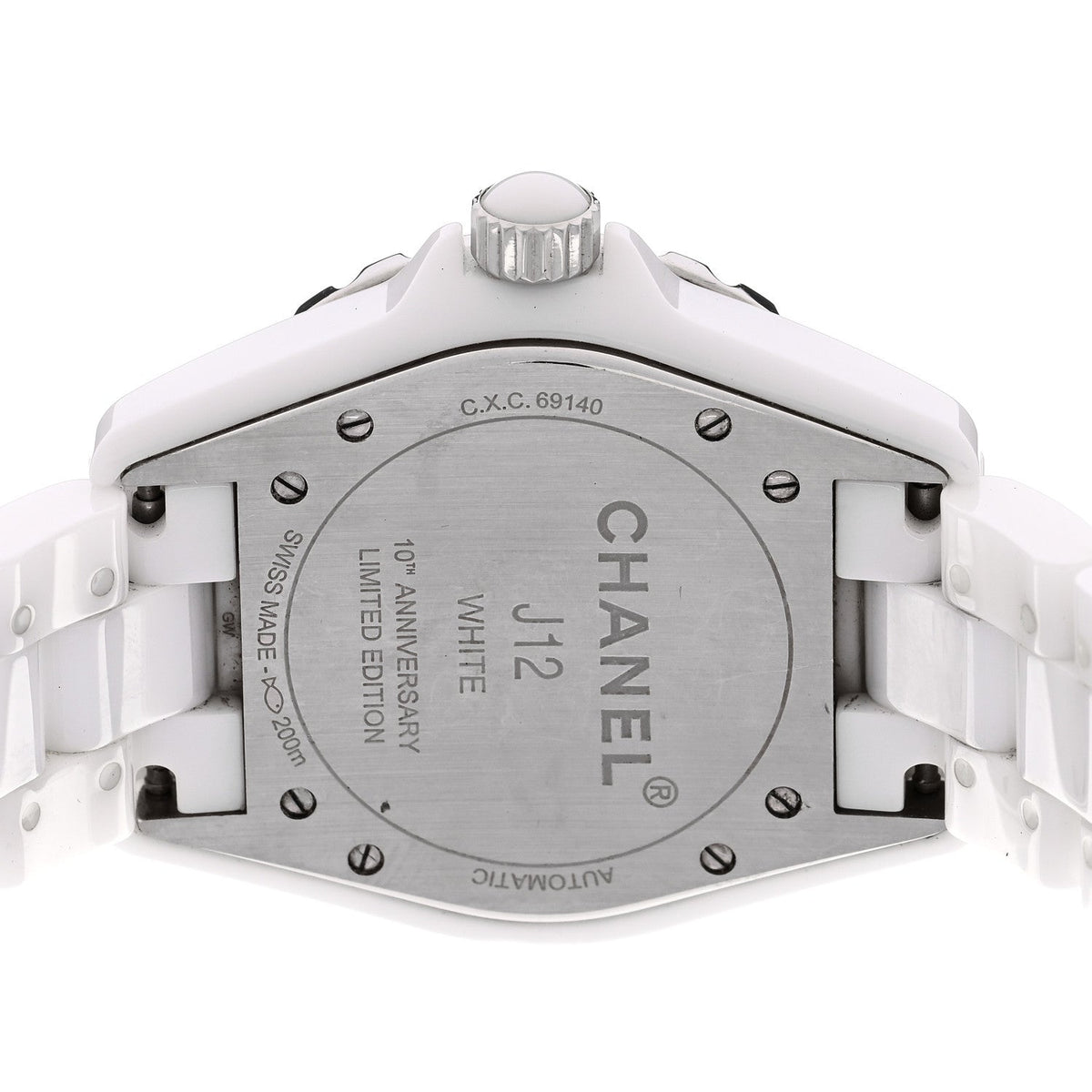 Stainless Steel Ceramic 38mm J12 Phantom Automatic Watch White