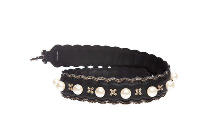 Fendi Black Sequins and Pearl Exotic Trim Strap