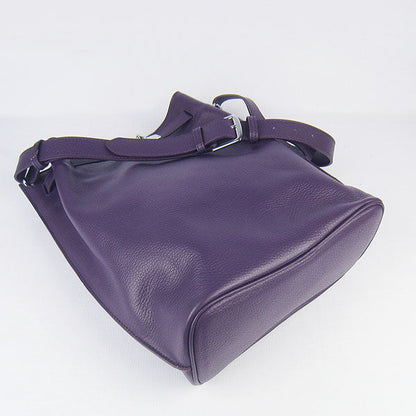 Luxury Hermes Nappa Leather Shoulder Bag Purple Silver