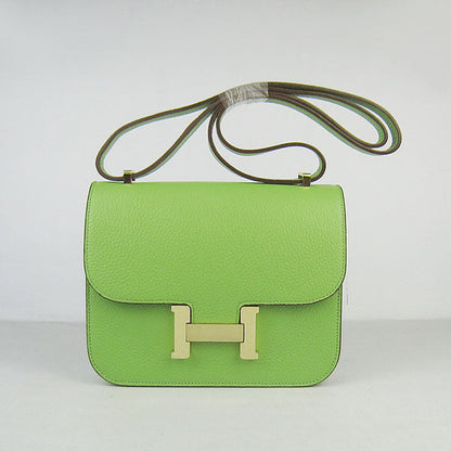 Luxury Hermes Constance Cowskin Leather Bag Green Golden