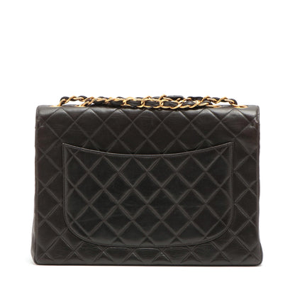 CHANEL DECAMATRASE Lambskinkin Single Flap Double Chain Bag Black Gold 4th