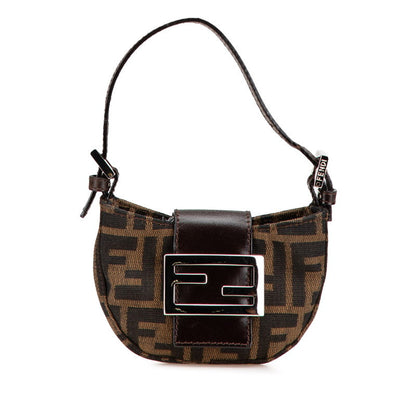 Fendi Mini Croissant Zucca Canvas Leather Handbag