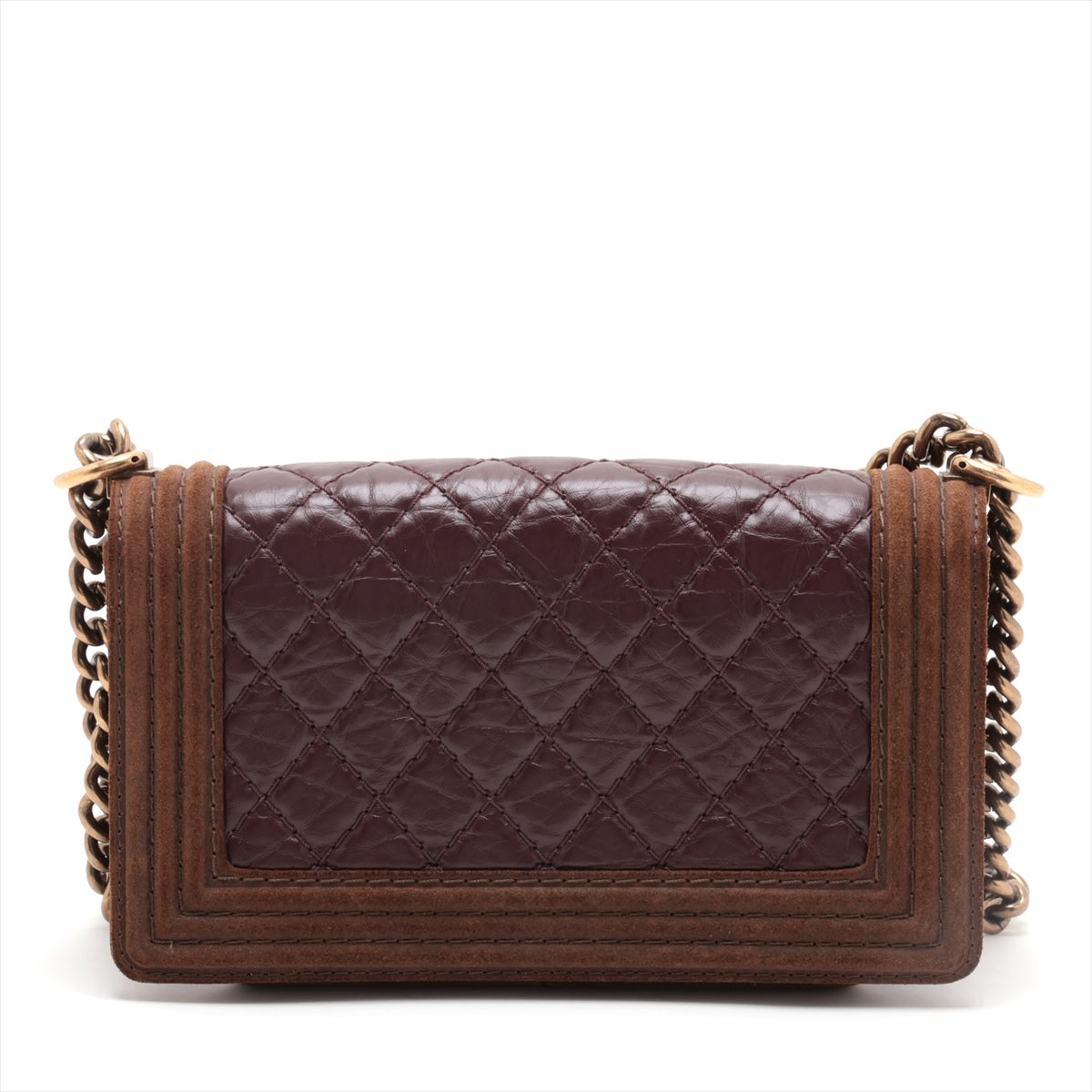 Chanel Boy Chanel Leather X Chain Shoulder Bag Bordeaux X Brown G 18th