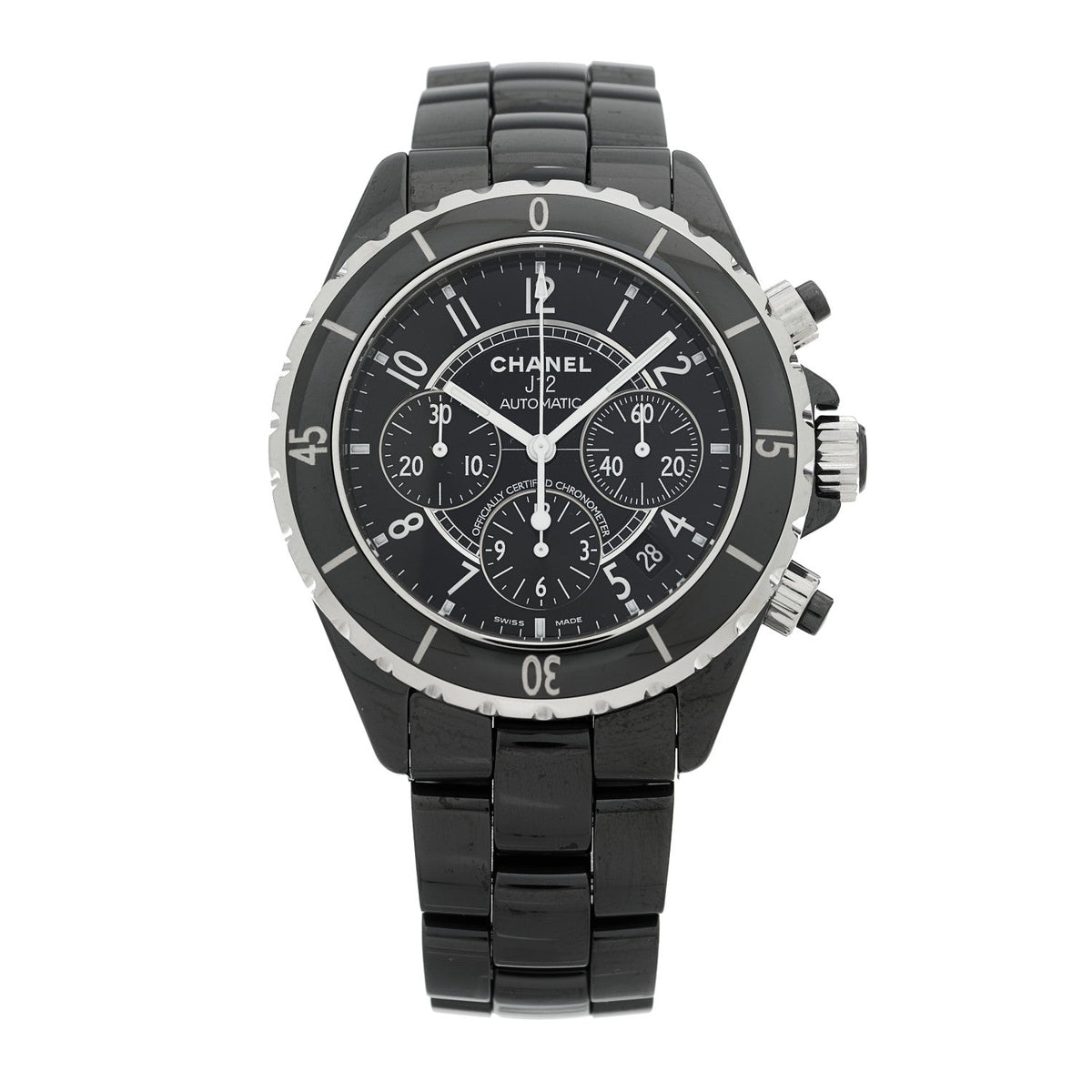 Stainless Steel Ceramic 41mm J12 Chronograph Automatic Watch Black