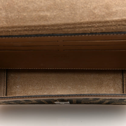 Fendi Recycled Fabric Jacquard Vitello King FF 1974 Baguette Soft Trunk Phone Pouch Tobacco Moro Sand