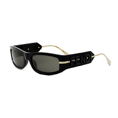 Fendi Sunglasses Oval Full Rim, Shiny Black Frame and Smoke Lens FE40120I01A
