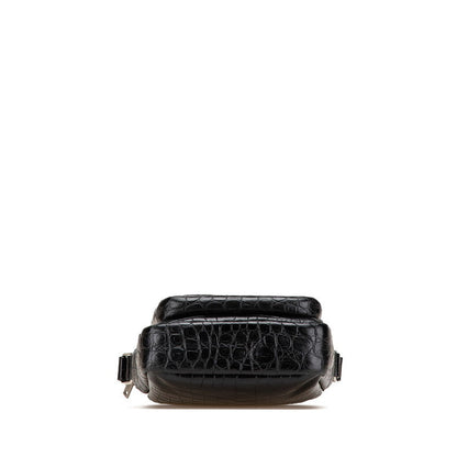Saint Laurent Sid Croco Embossed Leather Shoulder Bag