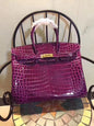 Luxury Hermes Birkin 35Cm Crocodile Leather Handbag Purple Gold