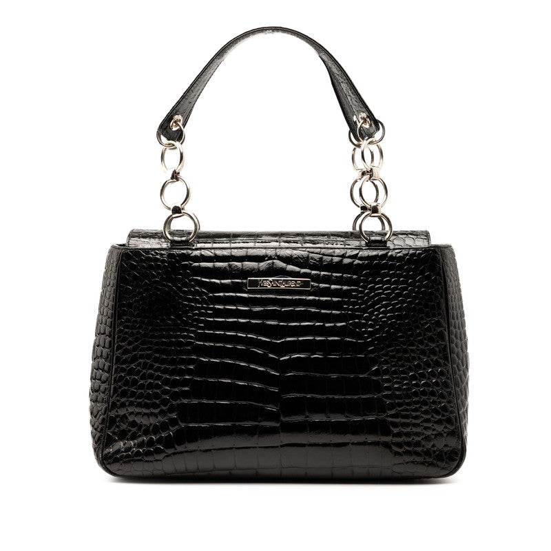 Saint Laurent Crocodile-Embossed Leather Handbag