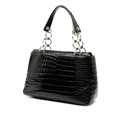 Saint Laurent Crocodile-Embossed Leather Handbag