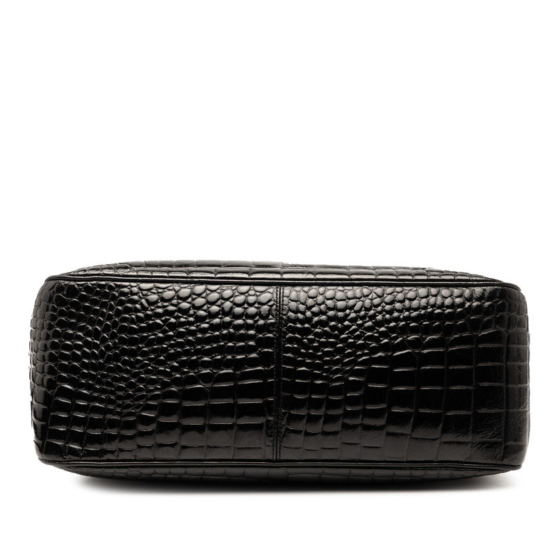 Saint Laurent Crocodile-Embossed Leather Handbag