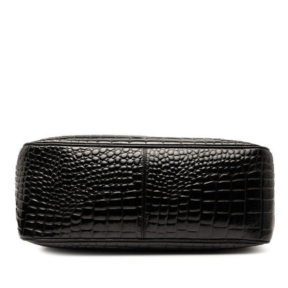 Saint Laurent Crocodile-Embossed Leather Handbag