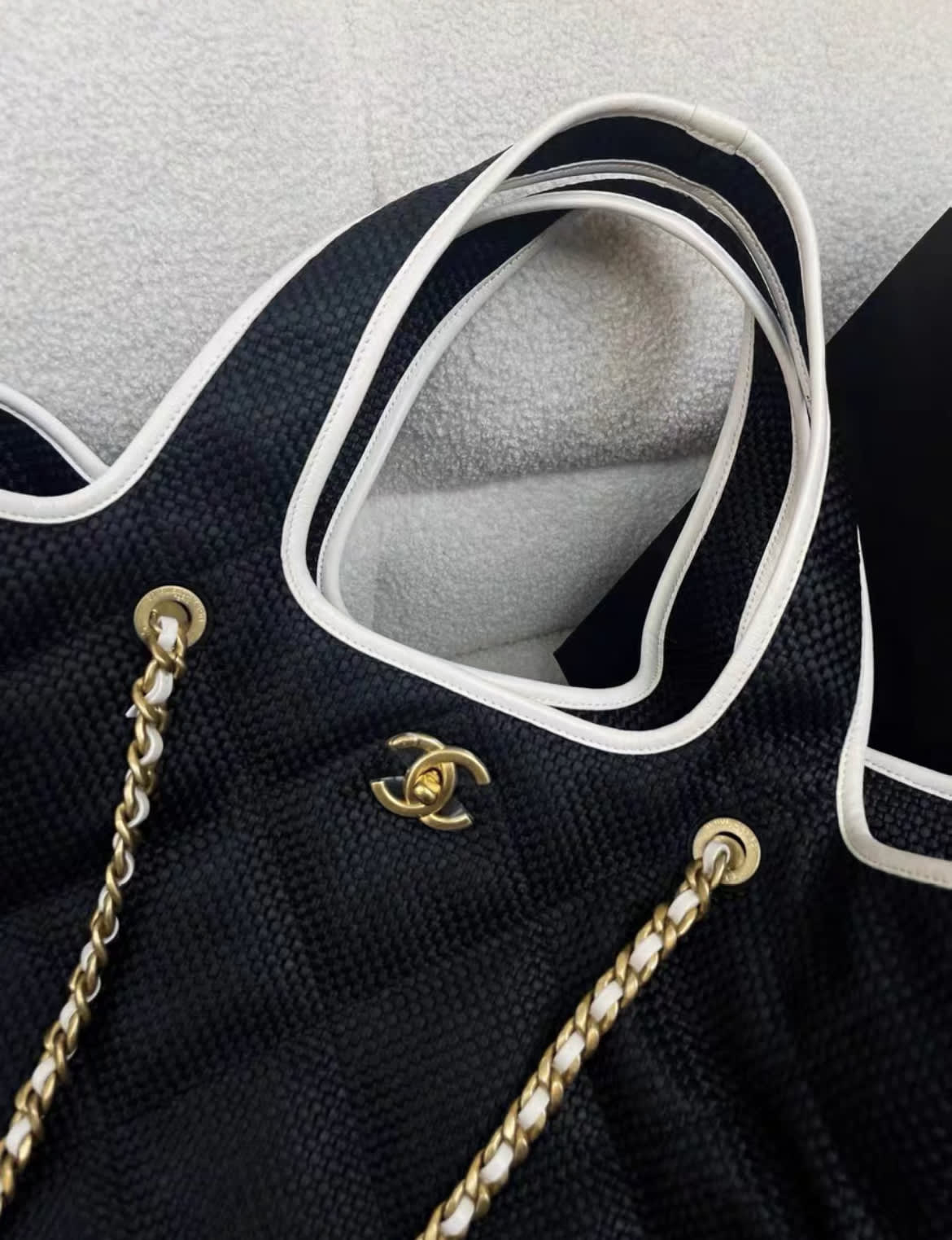 Chanel Shopping Tote Calfskin Black Tote Bag