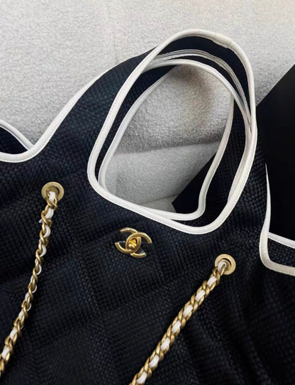 Chanel Shopping Tote Calfskin Black Tote Bag