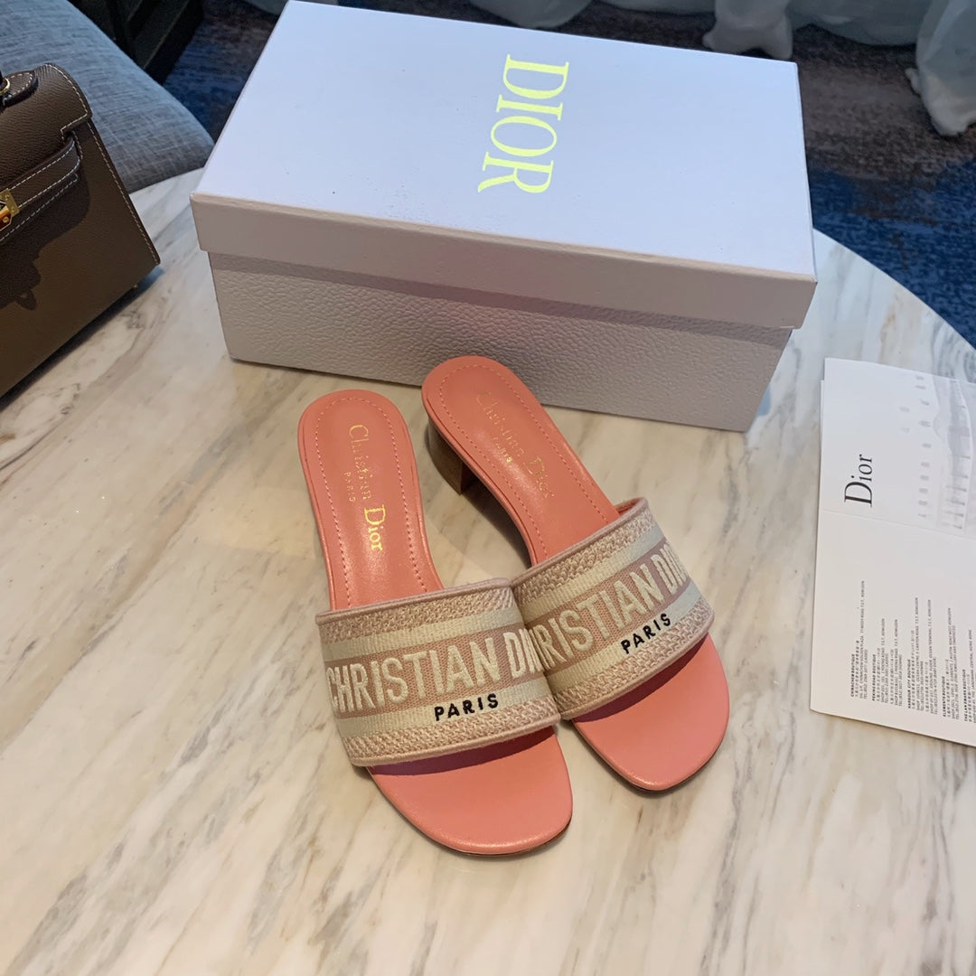Pink D I O R slides (2 Heel Options)