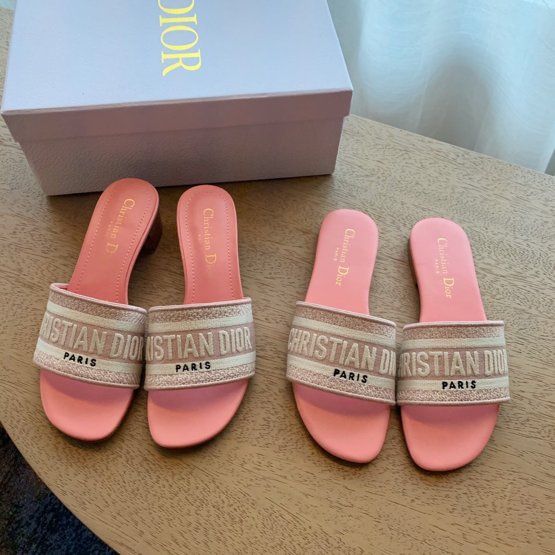 Pink D I O R slides (2 Heel Options)