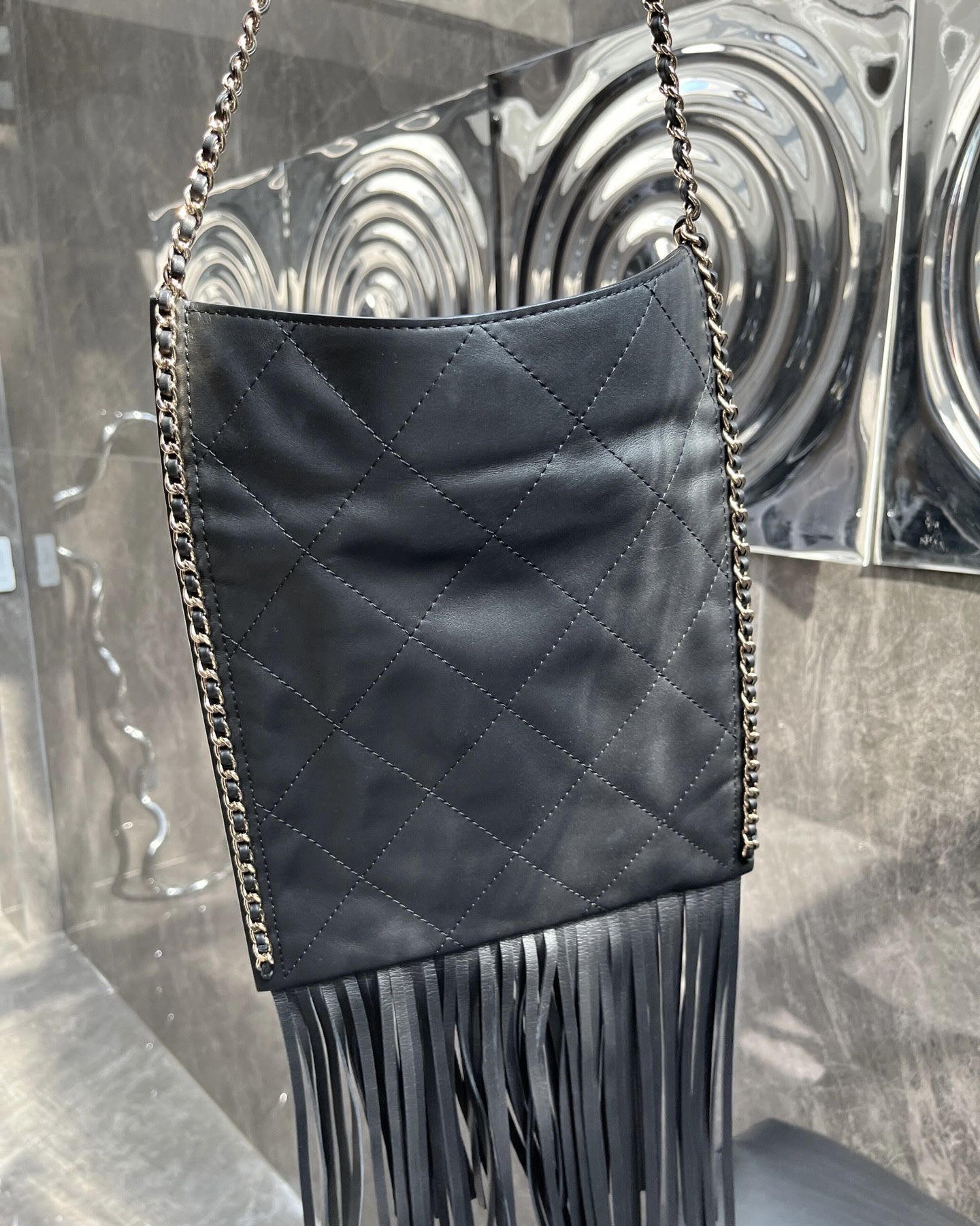Rare Chanel 22C Leather Chain Tassel Small