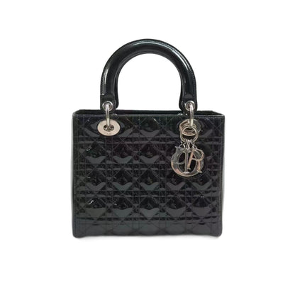 Lady Dior Medium Bag Black Patent Leather