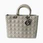 Lady Dior Large Grey Leather handbag with strap
