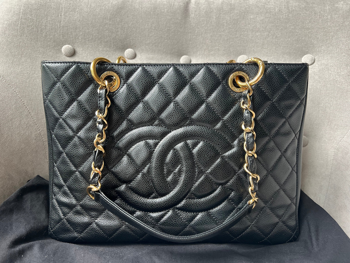 Chanel Caviar Black Gold Luxury Tote Style