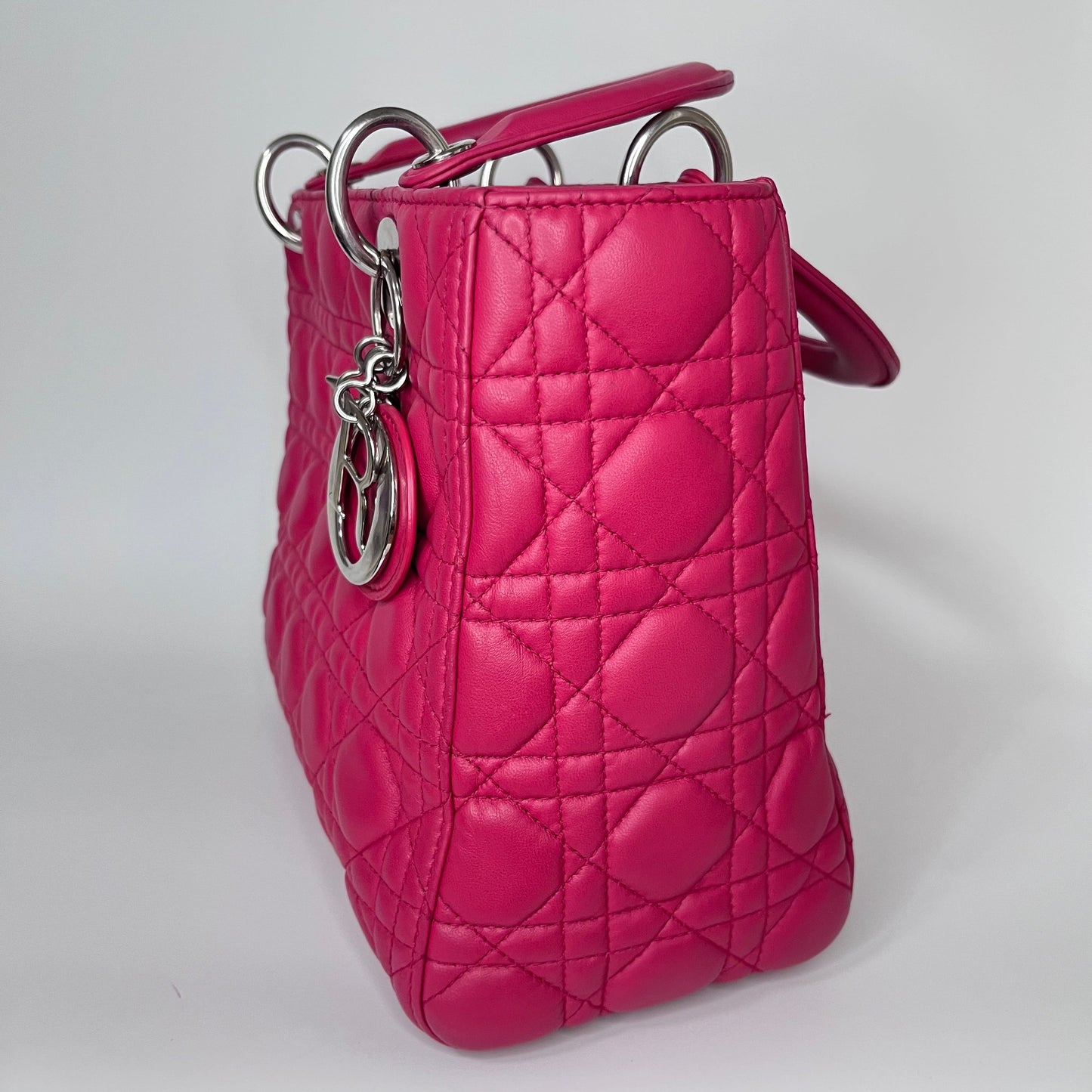 Lady Dior Bag Medium Hot Pink Fuchsia Cannage Leather