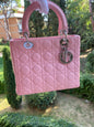 Dior Lady Dior Leather Canvas Handbag