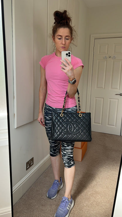 Chanel Caviar Black Gold Luxury Tote Style 2