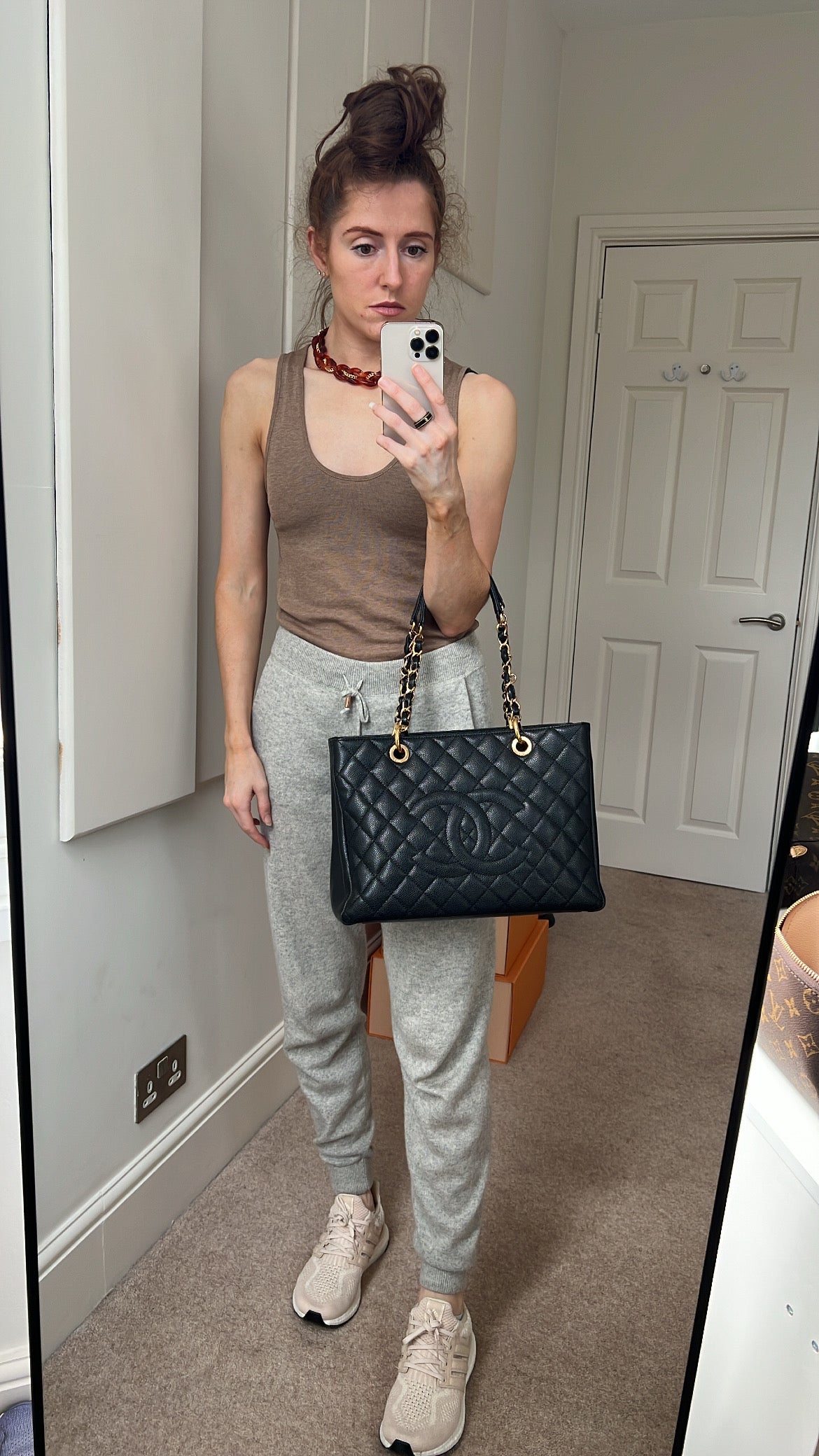 Chanel Caviar Black Gold Luxury Tote Style 2