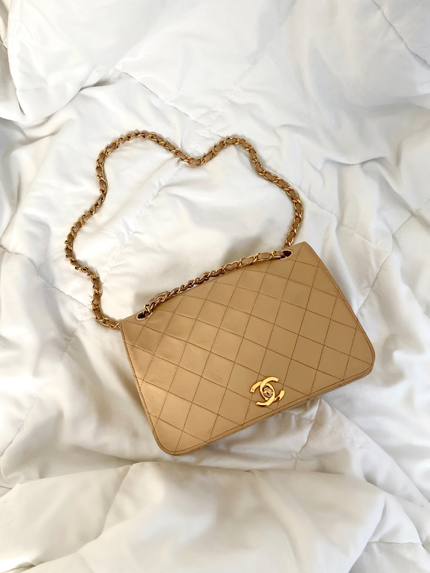 Chanel Flap Beige Shoulder Bag