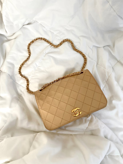 Chanel Flap Beige Shoulder Bag