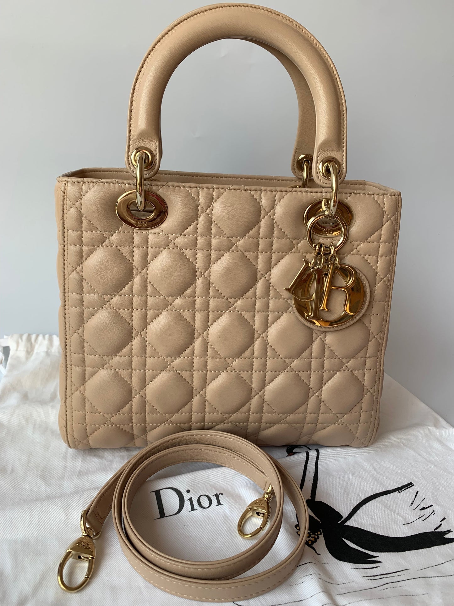 Lady Dior Medium Bag Pink Cannage Leather