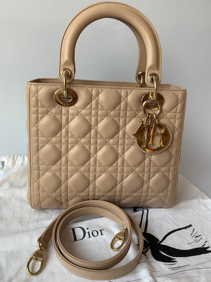 Lady Dior Medium Bag Pink Cannage Leather