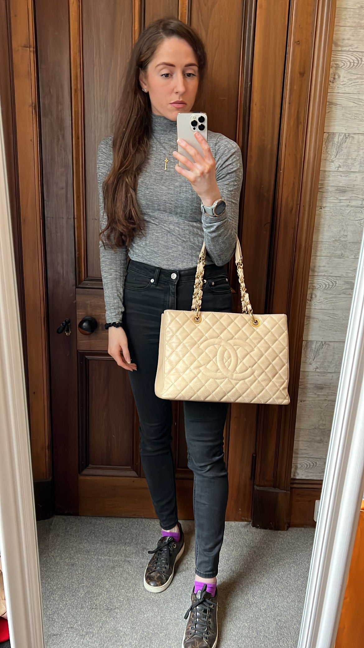 Chanel Caviar Beige Gold Luxury Tote Style