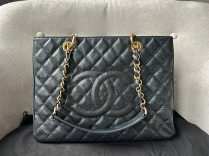 Chanel Caviar Black Gold Luxury Tote Style 3