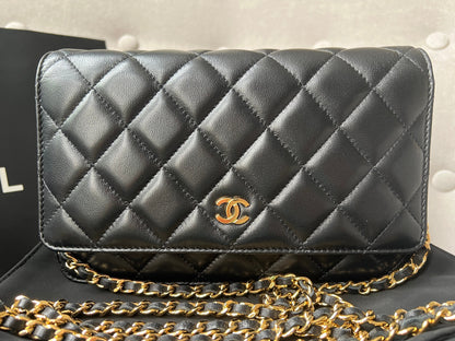 Chanel Black Lambskin Wallet on Chain with gold hardware Crossbody