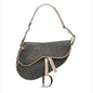 Dior saddle bag denim with pink leather strap