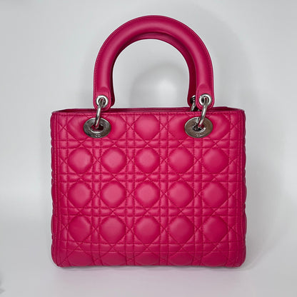 Lady Dior Bag Medium Hot Pink Fuchsia Cannage Leather