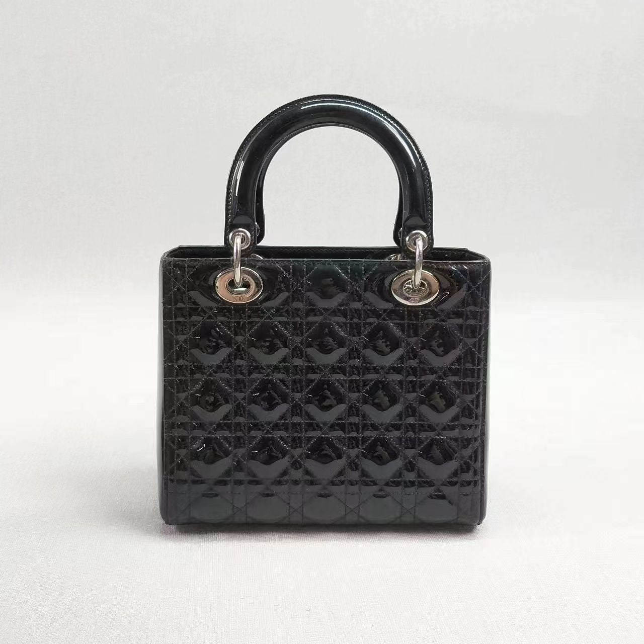 Lady Dior Medium Bag Black Patent Leather