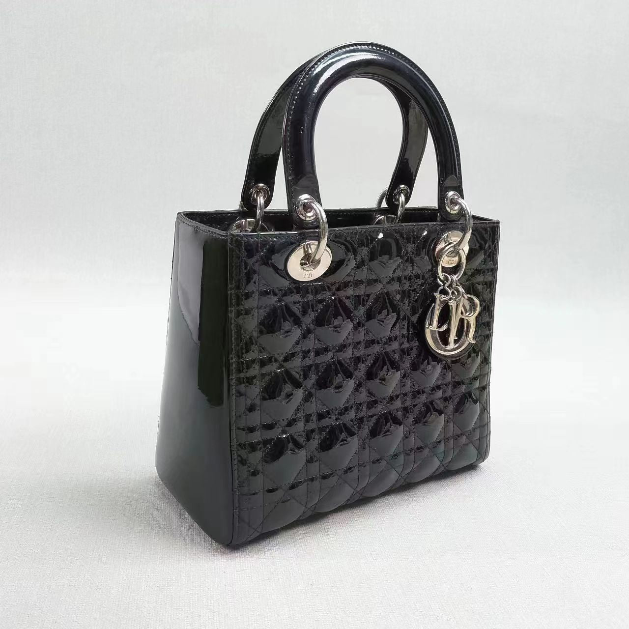 Lady Dior Medium Bag Black Patent Leather