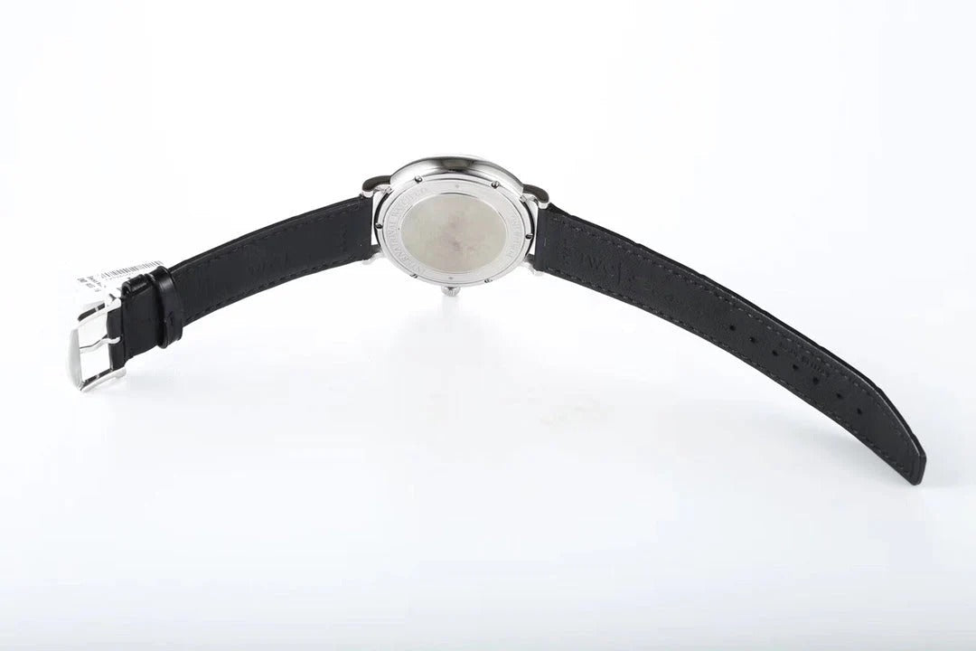 IWC Portofino 40mm Blue Dial Steel Case Black Crocodile Leather