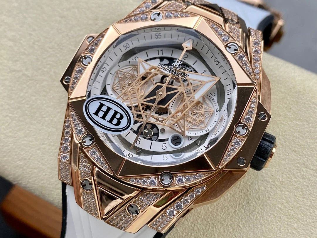 Hublot Big Bang Sang Bleu II Rose Gold White Pavé 45mm Watch