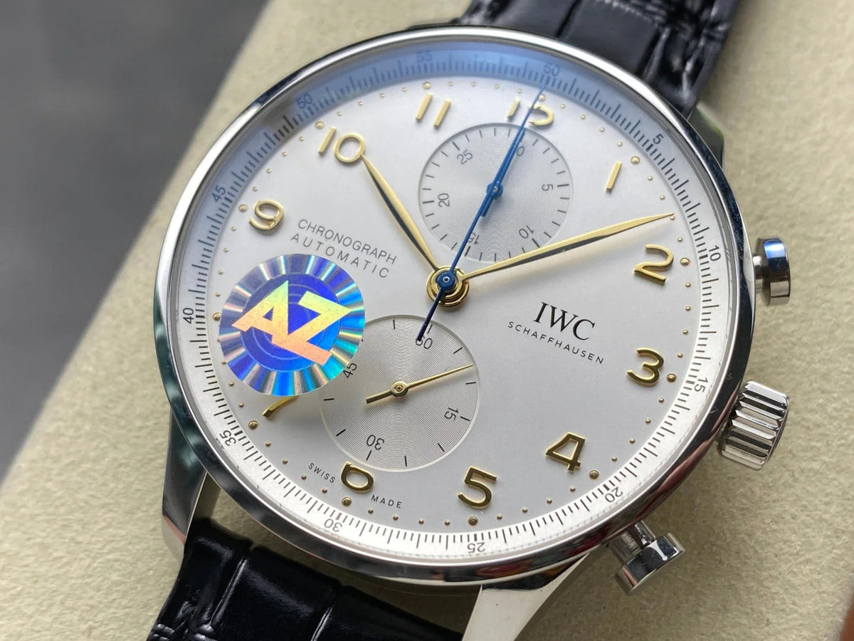 IWC Portuguese 41mm Black Dial Steel Case Gold Numerals