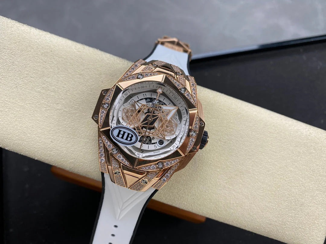 Hublot Big Bang Sang Bleu II Rose Gold White Pavé 45mm Watch