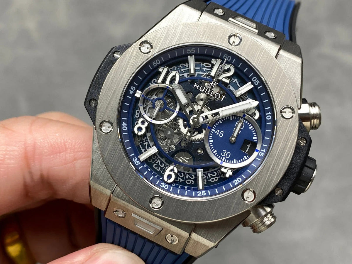 Hublot Big Bang Unico Titanium Blue 42mm Watch Titanium Case And Blue Rubber Strap
