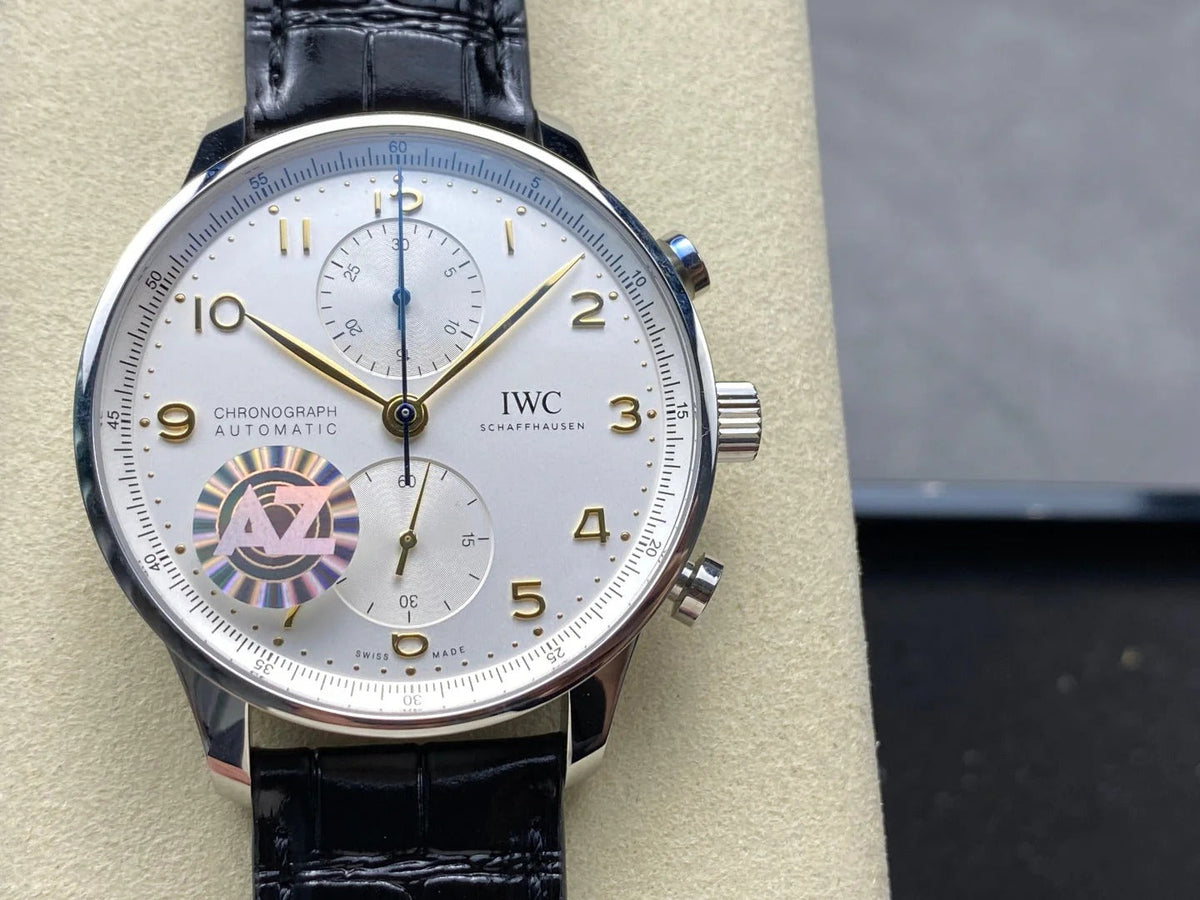 IWC Portuguese 41mm Black Dial Steel Case Gold Numerals