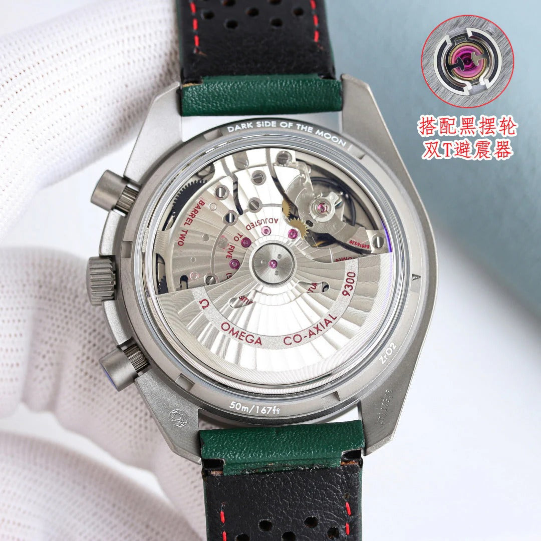 Omega Speedmaster Grey Side of the Moon 44.25mm Green Leather Strap