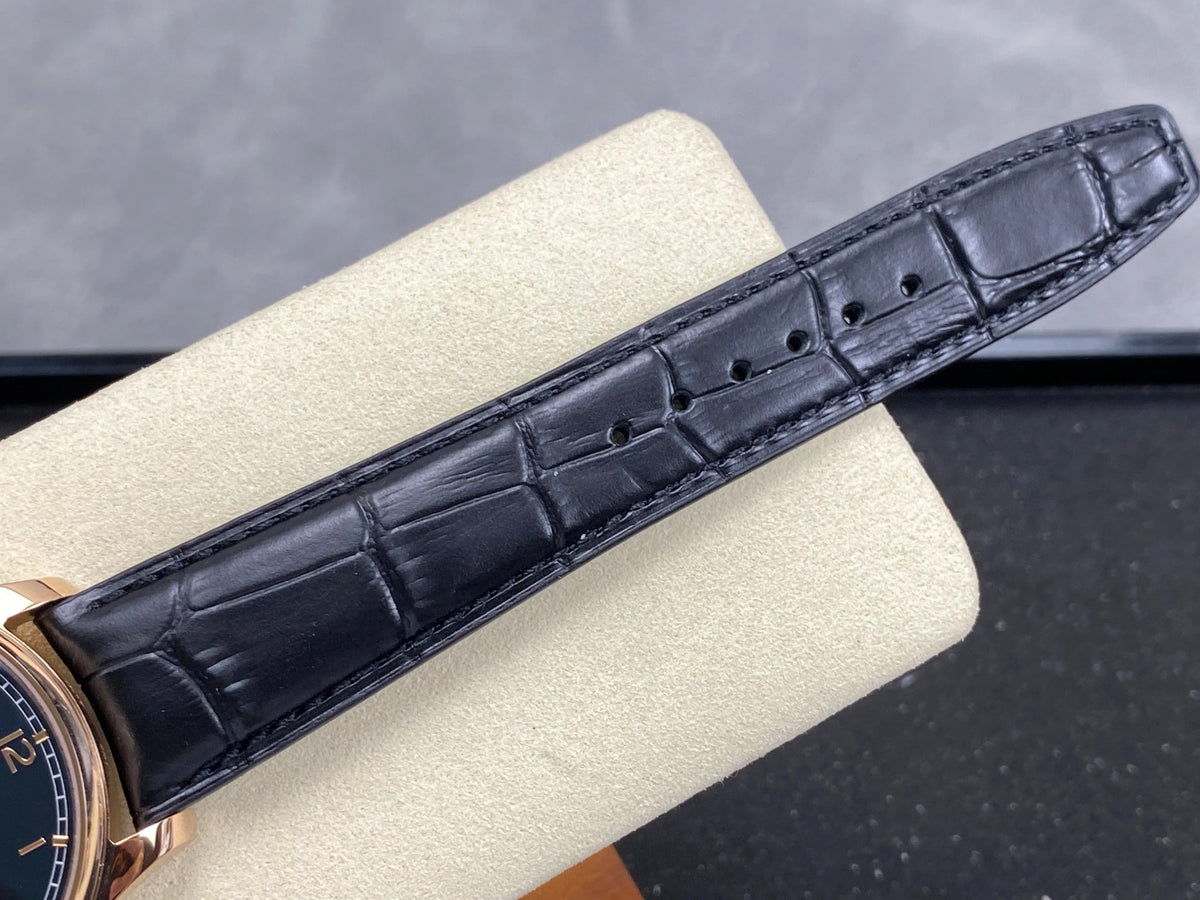IWC Portuguese 42mm Black Dial Pink Gold Case Crocodile Leather