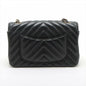 Chanel Black Caviar Flat Chevron Quilted Medium Double Flap Bag
